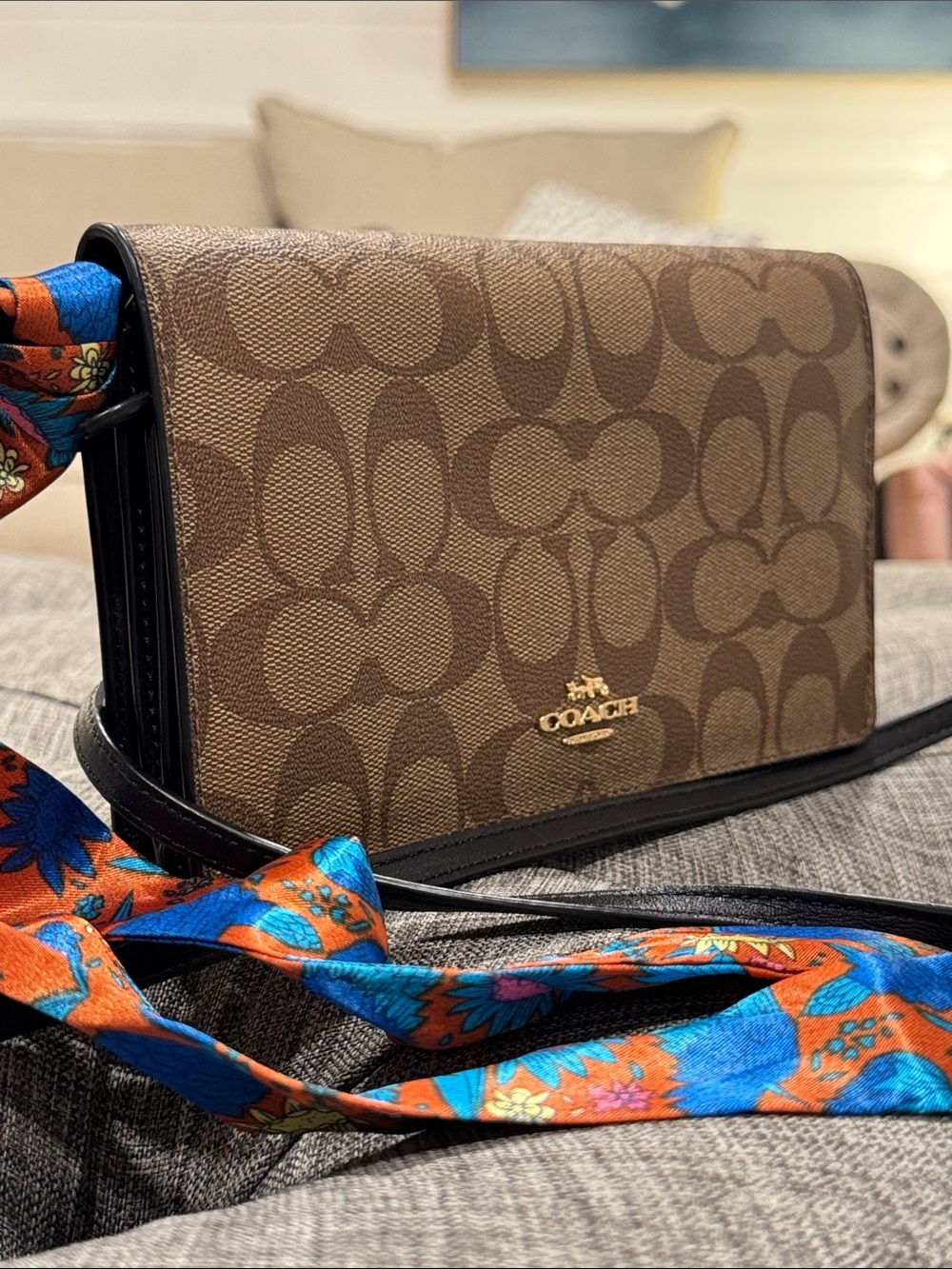 Coach Bag Anna Brown Signature Clutch Foldover Crossbody - Picture 3 of 17